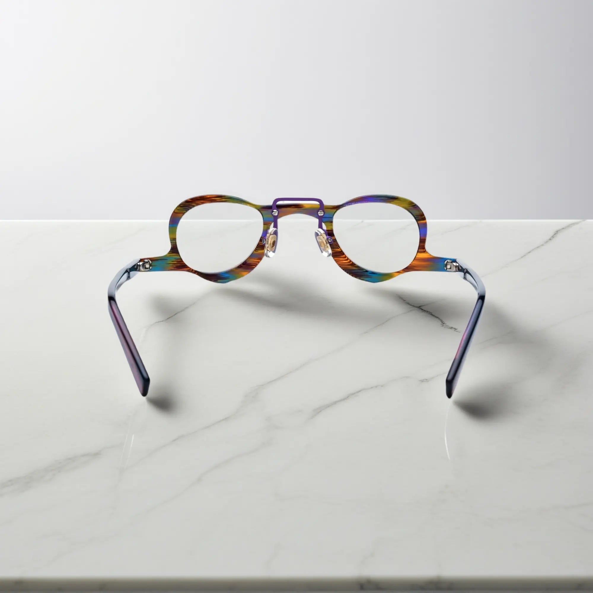 VoyueLens™ Rainbow Tortoise colorful geometric eyeglasses  back view